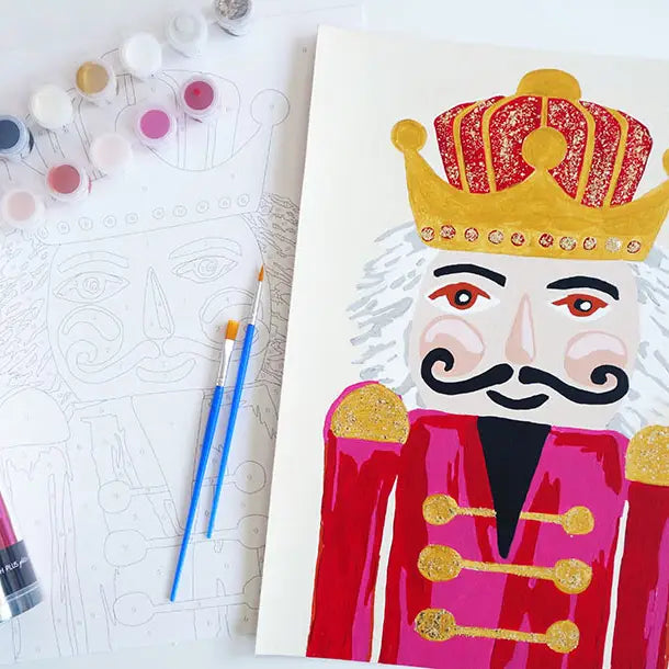 Red Nutcracker Paint By Number Kit with Glitter Paint