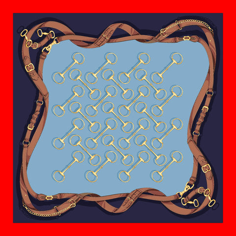 Off to the Races Silk Scarf | Navy