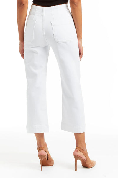 Patch Pocket Wide Leg White Jeans