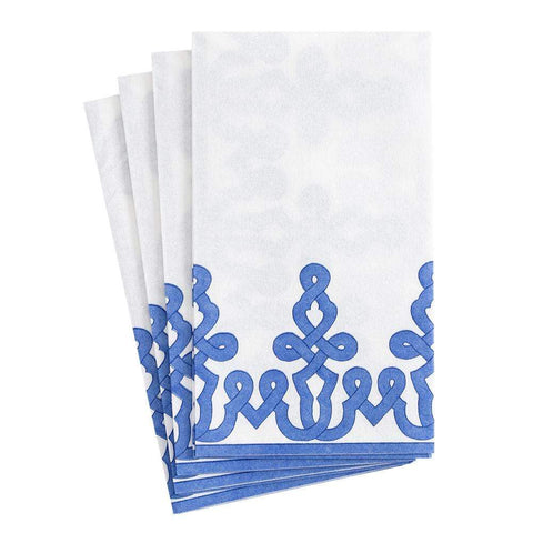 Dessin Passementerie Paper Linen Guest Towel Napkins | Riviera Blue