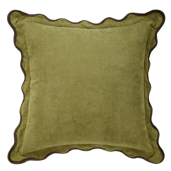 Down Filled Pillow | Moss Ribbed Scalloped Pillow