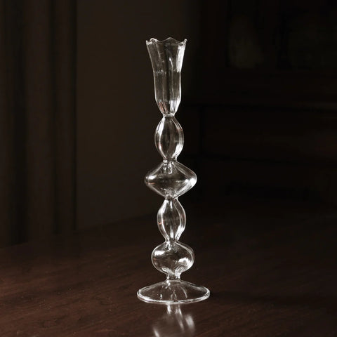 GLASS Blossoms Candlestick Holder | Clear