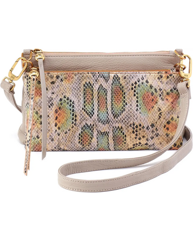 Darcy Double Crossbody | Taupe + Opal Snake Print
