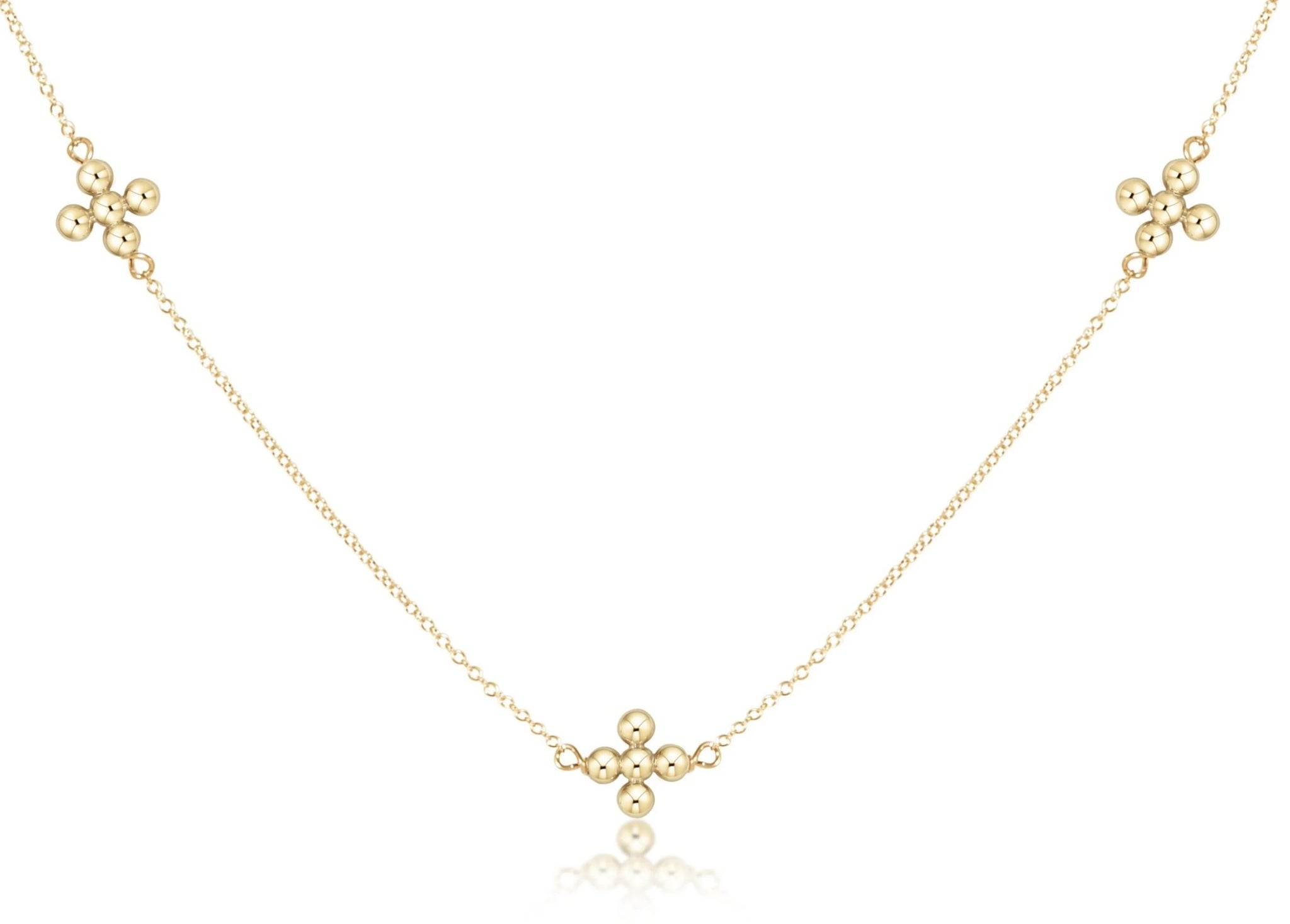 17" Choker Simplicity Chain Gold - Classic Beaded Signature Cross Gold