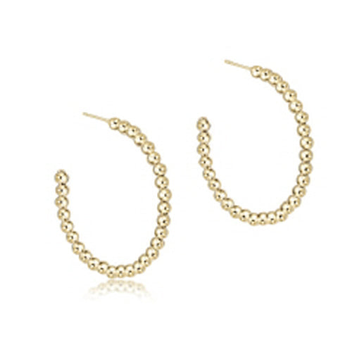 Beaded Classic 1.25" Post Hoop - 3mm Gold