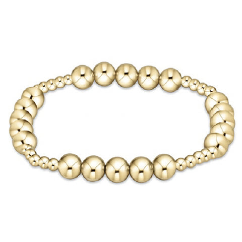 Classic Blissful Pattern 3mm Bead Bracelet | 6mm Gold