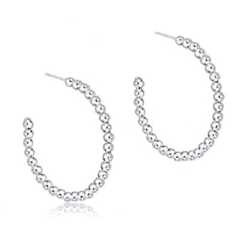 Beaded Classic 1.25" Post Hoop - 3mm Sterling