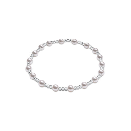 Classic Sincerity Pattern Sterling 4mm Bead Bracelet - Pearl