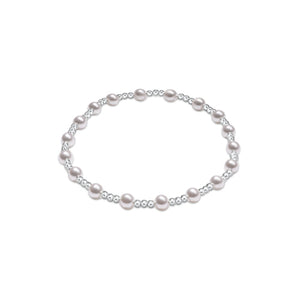 Classic Sincerity Pattern Sterling 4mm Bead Bracelet - Pearl