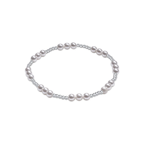 Classic Joy Pattern Sterling 4mm Bead Bracelet - Pearl