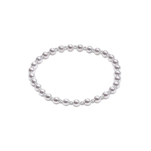 Classic Grateful Pattern Sterling 4mm Bead Bracelet - Pearl