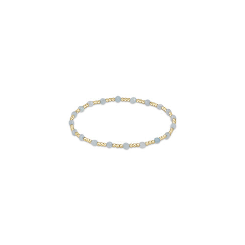 Gemstone Gold Sincerity Pattern 3mm Bead Bracelet - Aquamarine