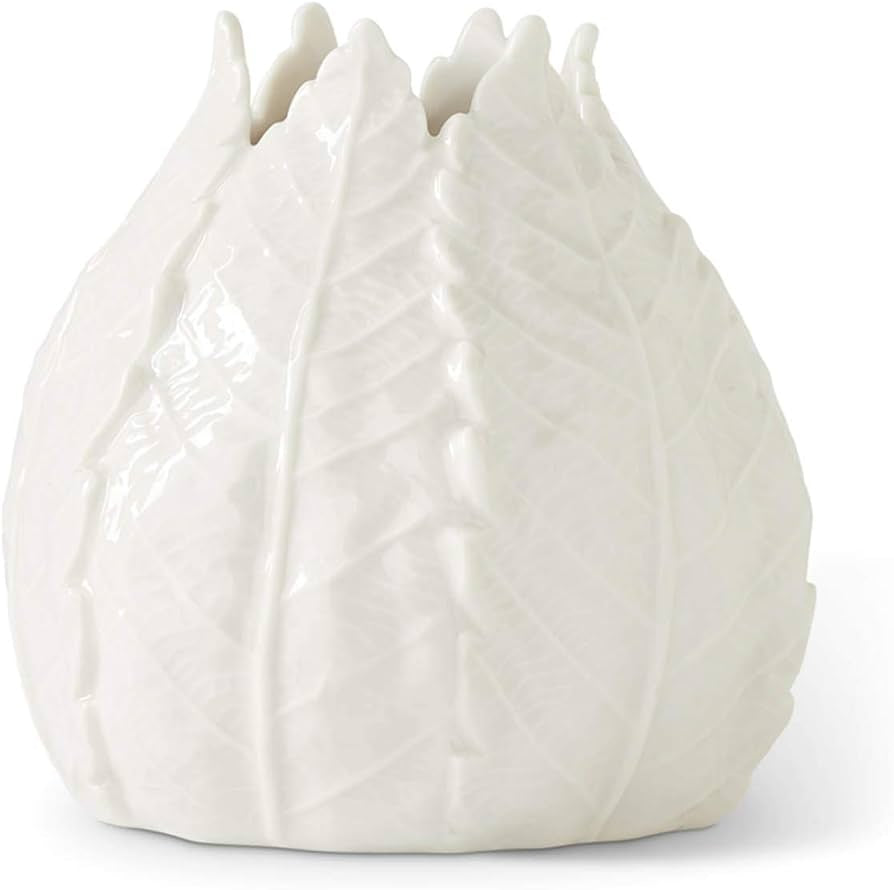 6" Ceramic Cabbage Vase | White