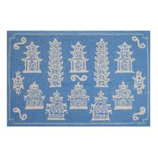 Pagodas Periwinkle Hook Rug