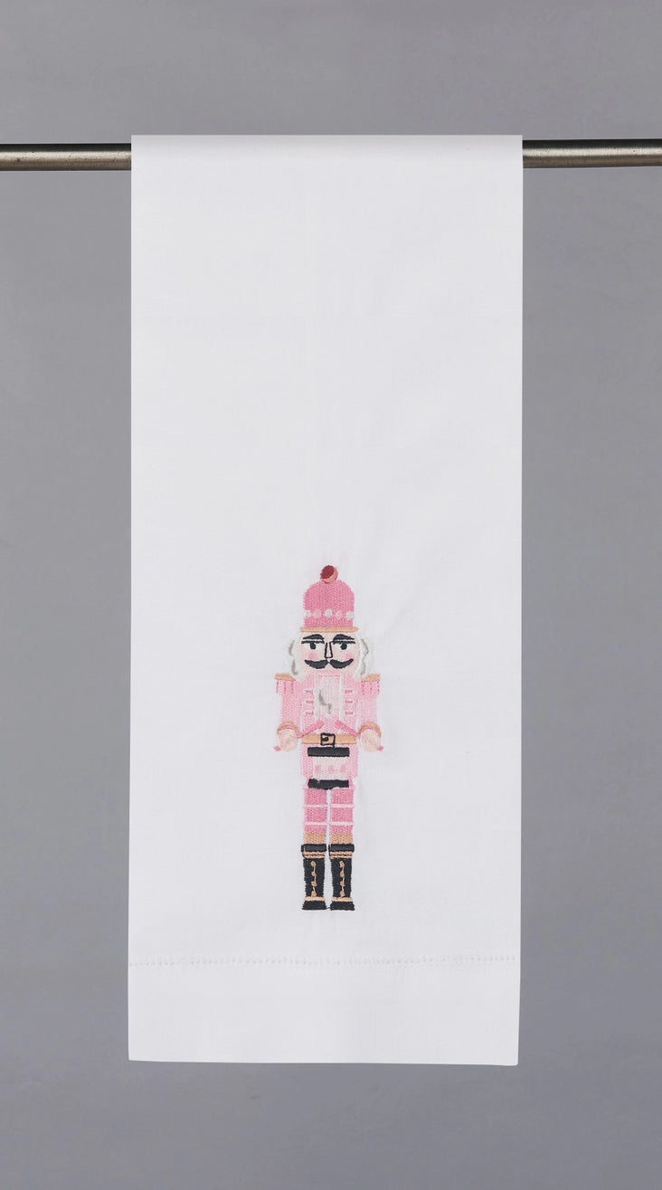 Pink Nutcracker Embroidered Guest Towel