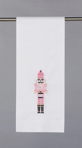 Pink Nutcracker Embroidered Guest Towel