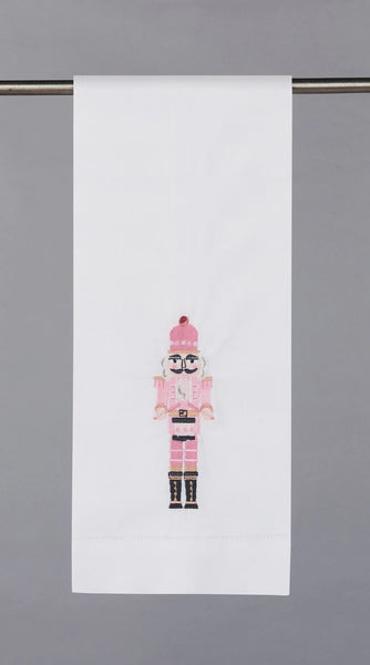 Pink Nutcracker Embroidered Guest Towel