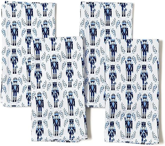 Set of 4 Blue Nutcracker Napkins - Cotton