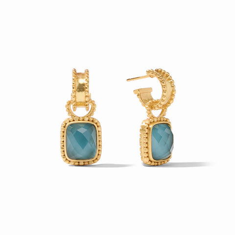 Marbella Hoop & Charm Earring | Iridescent Peacock Blue
