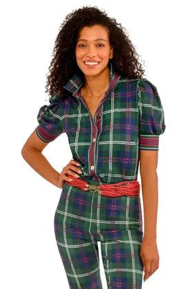 Puff Sleeve Top - Middleton Plaid Green