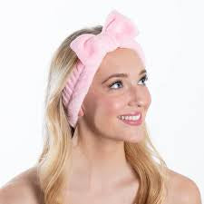 Plush Bow Spa Headband - Pink
