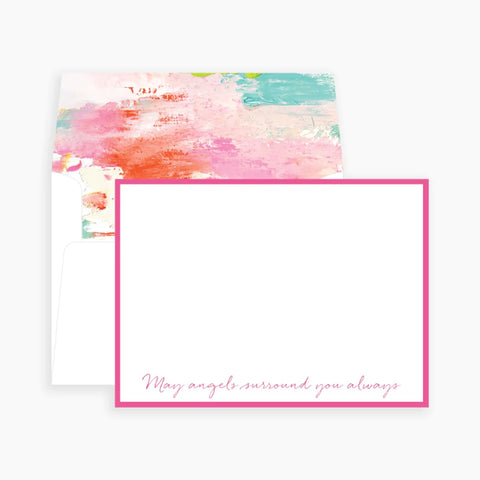 May Angels Surround You Always Notecards | Pink