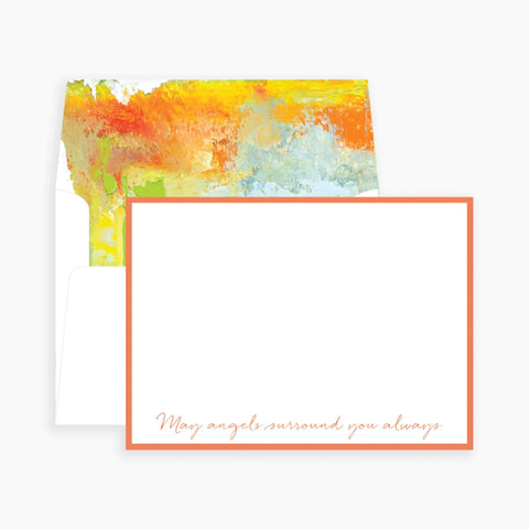 May Angels Surround You Always Notecards | Orange