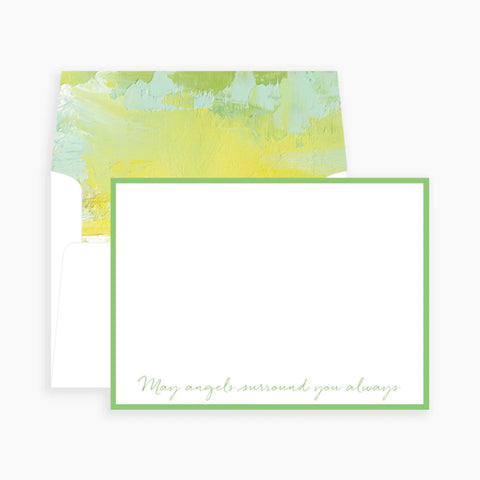 May Angels Surround You Always Notecards | Green
