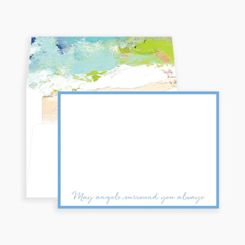 May Angels Surround You Always Notecards | Blue