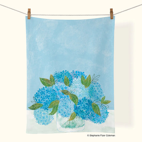 Blue Hydrangeas Tea Towel