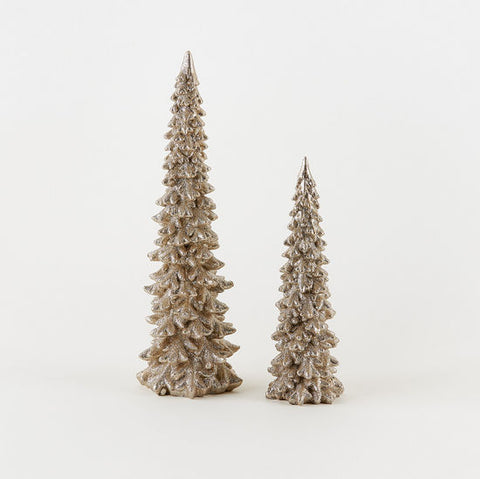Champagne Glitter Large Trees | Set of 2