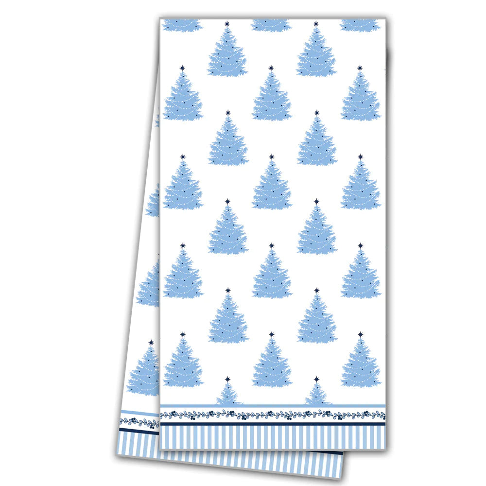 Cotton Tea Towel | Blue Christmas Block Print