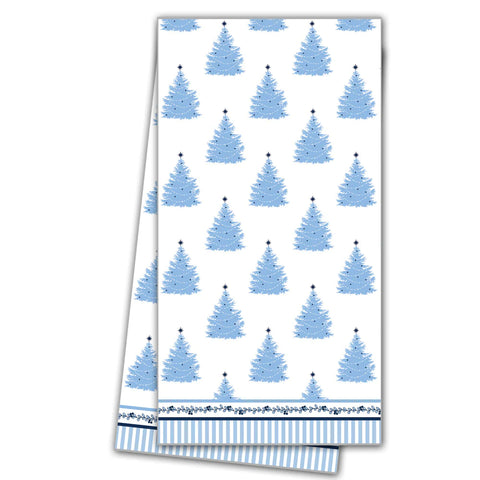 Cotton Tea Towel | Blue Christmas Block Print