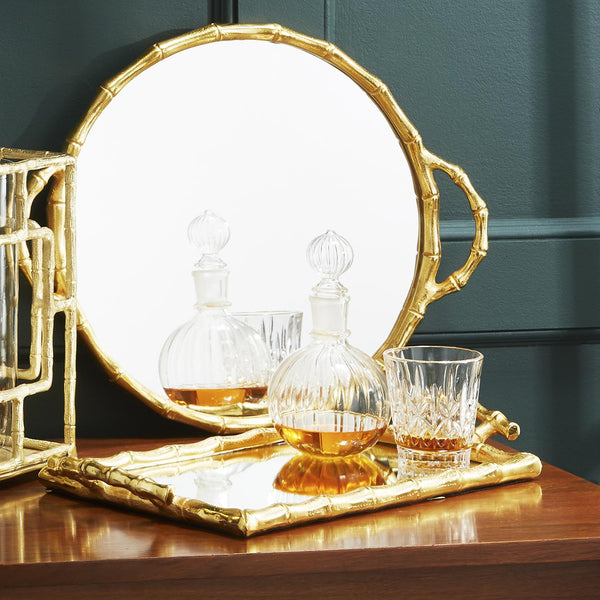 Golden Mirror Faux Bamboo Serving Tray