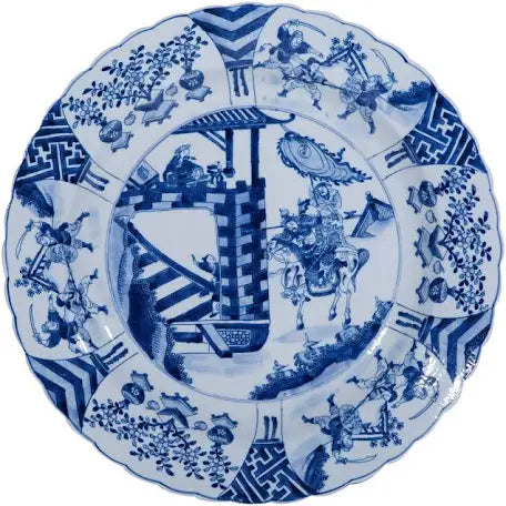 Blue And White Plate Warrior Motif