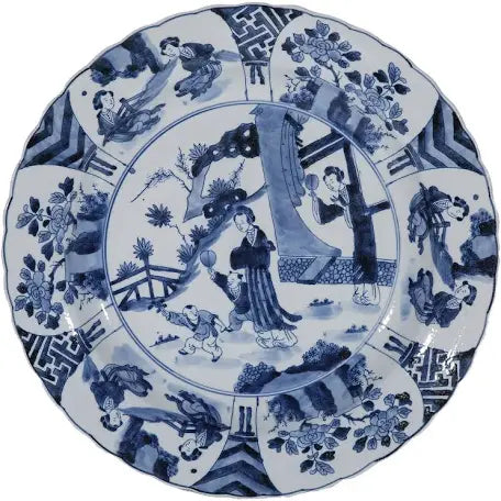 Blue And White Plate Noble Lady Motif