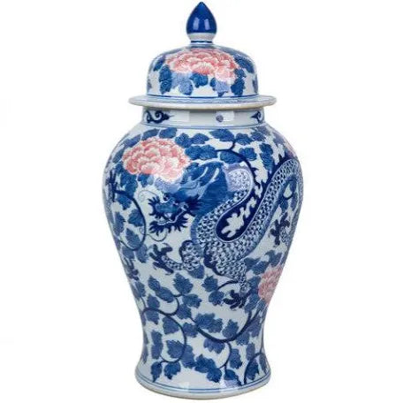 Red Peony Dragon Temple Jar