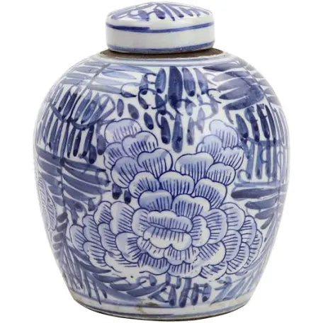 Blue and White Mini Jar Blooming Flower