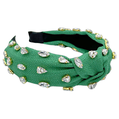 Traditional Woven Headband - Green Gem