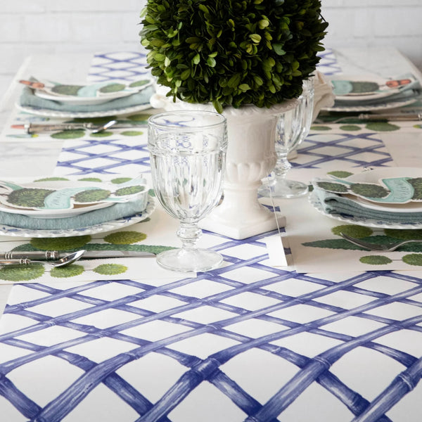 Blue Lattice Table Runner