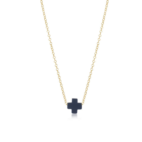 16" Necklace Gold - Signature Cross - Navy