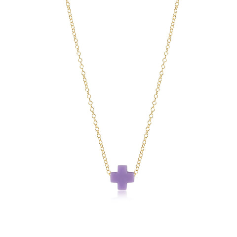 16" Necklace Gold - Signature Cross - Purple