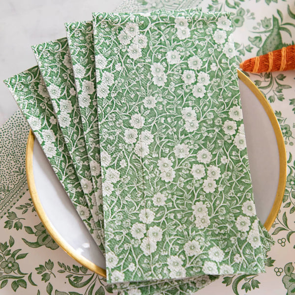 Green Calico Guest Towels