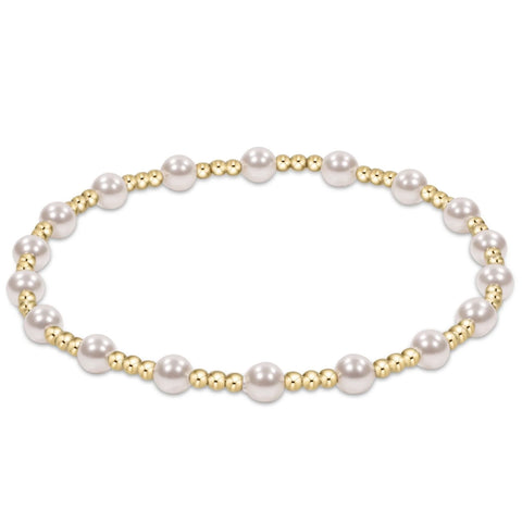 Classic Sincerity Pattern 4mm Bead Bracelet - Pearl