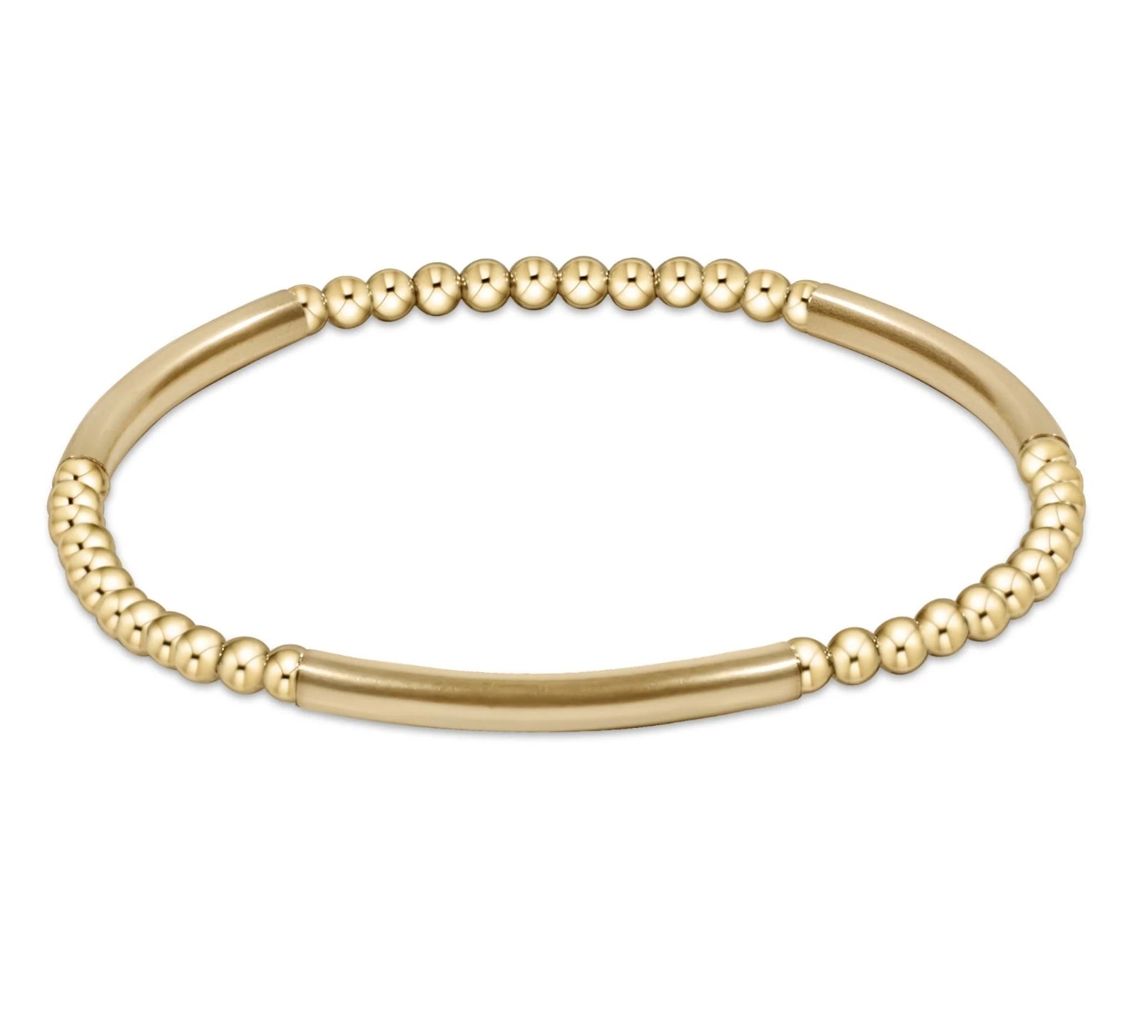 Bliss Bar Gold Pattern 3mm Bead Bracelet - Gold