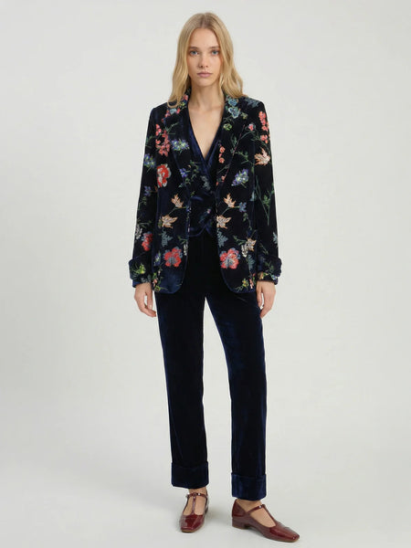 Martina Velvet Pants | Navy