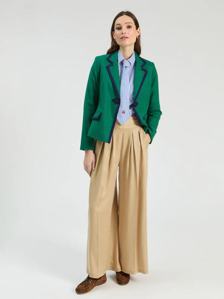 Green Tweed Jacket with Trim Pockets