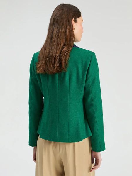 Green Tweed Jacket with Trim Pockets