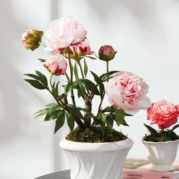 Peony Potted Drop-In 18" - Light Pink