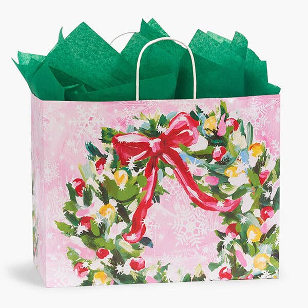 Pink Christmas Paper Retail Gift Bags: Rose 5.25x3.25x8.25" / 250